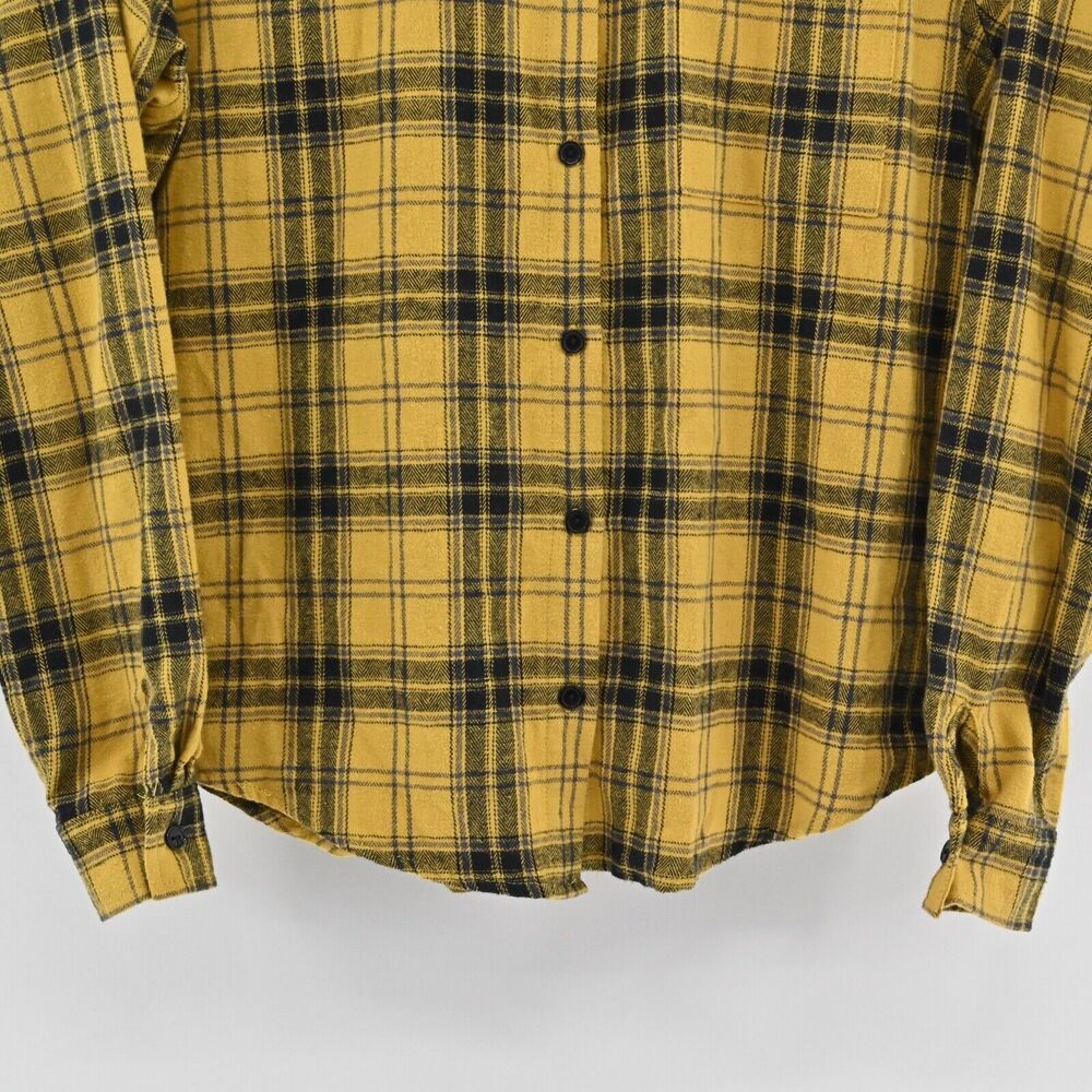 DISNEY Top‎ Womens Size XS Yellow Plaid Mickey Mouse Graphic 100% Cotton Flannel - Picture 4 of 13